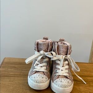 Skechers Pink and White High-Top Sneakers